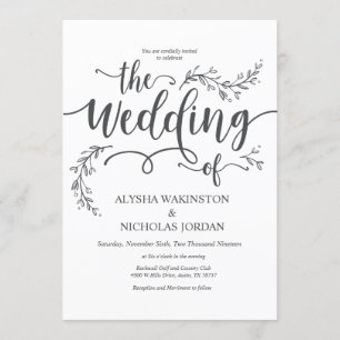 Hermosa tarjeta de invitación a matrimonio rústico