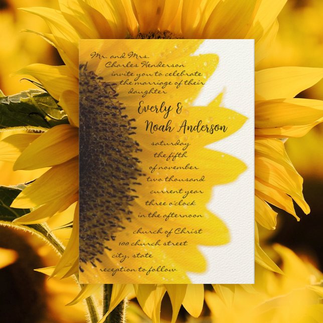 Hermosa Tarjeta de Invitación de Boda de Girasoles (Subido por el creador)