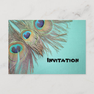 Hermosa tarjeta de invitación para plumas de pavo