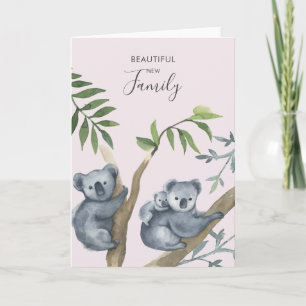 Hermosa Tarjeta de Koala Acuarela para Nueva Famil