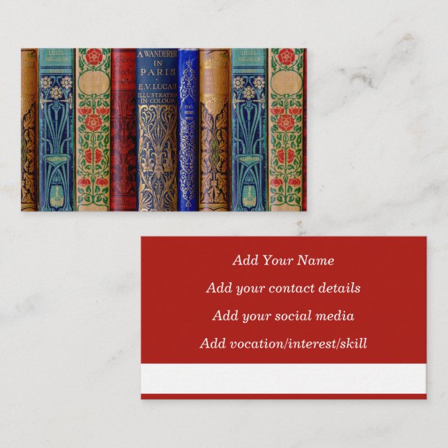 Hermosa tarjeta de llamadas de espinas de libros ( (Anverso / Reverso)