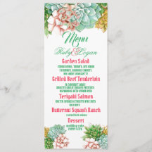 Hermosa tarjeta de menú Boda Succulent