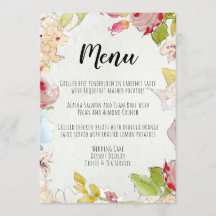 HERMOSA TARJETA DE MENÚ FLORAL