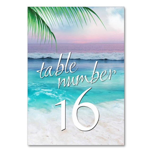 HERMOSA tarjeta de mesa TROPICAL OCEAN SUNRISE (Anverso)