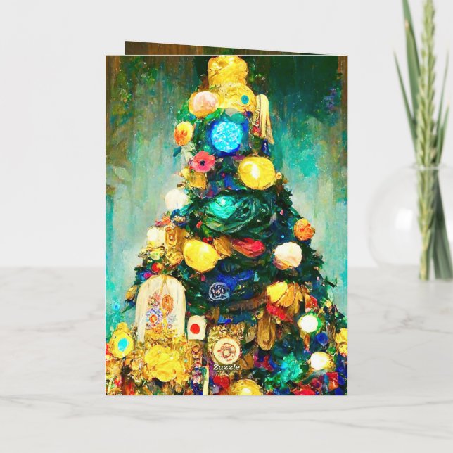 Hermosa tarjeta de Navidad con estilo Klimt de asp (Reverso)