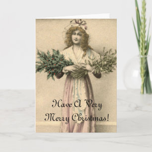 Hermosa tarjeta de navidad de Angel Vintage