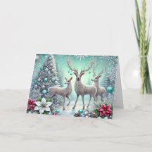 Hermosa tarjeta de Navidad de ciervo blanco