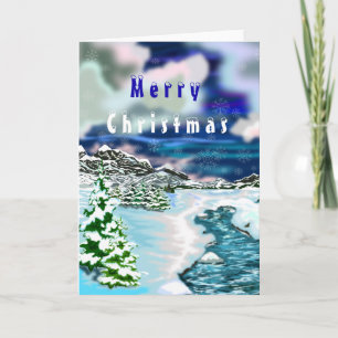 Hermosa tarjeta de Navidades del paisaje invernal