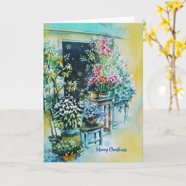 Hermosa tarjeta de navidades florales hecha con am (flor amarilla)