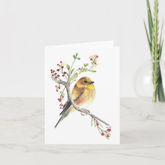 Hermosa tarjeta de notas de acuarela Goldfinch (Anverso)