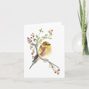 Hermosa tarjeta de notas de acuarela Goldfinch