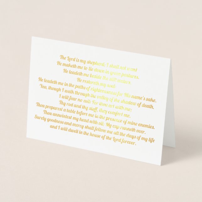 Hermosa tarjeta de Relieve metalizado dorado Psalm (Anverso)