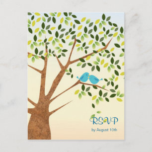 Hermosa tarjeta de respuesta de árbol de aves