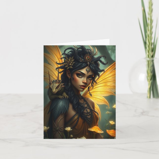 Hermosa tarjeta de retrato de hadas de dragón (Anverso)