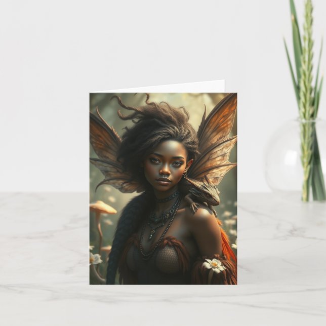 Hermosa tarjeta de retrato de hadas de dragón (Anverso)