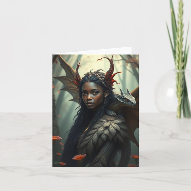 Hermosa tarjeta de retrato de hadas de dragón (Anverso)