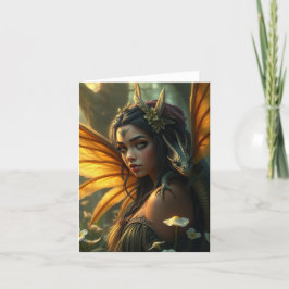 Hermosa tarjeta de retrato de hadas de dragón