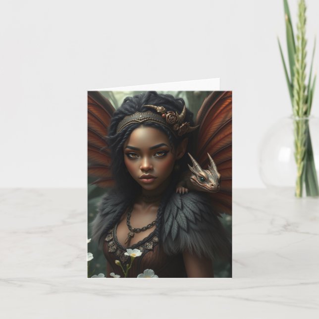 Hermosa tarjeta de retrato de hadas de dragón (Anverso)