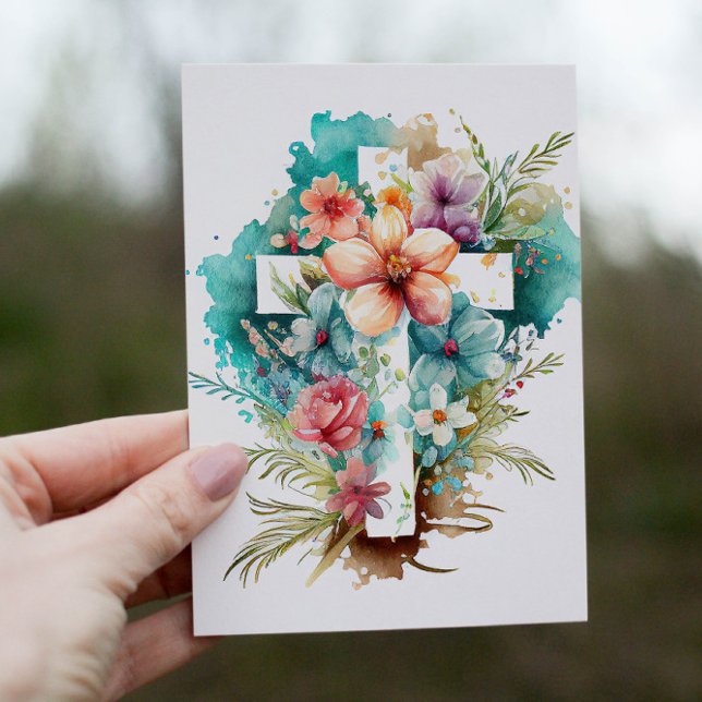 Hermosa tarjeta de vacaciones cristiana de acuarel (Subido por el creador)