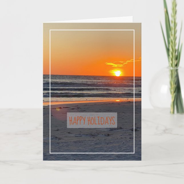 Hermosa tarjeta de vacaciones felices de la costa  (Anverso)