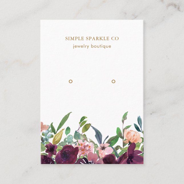 Hermosa tarjeta de visualización Purple Floral Ear (Anverso)