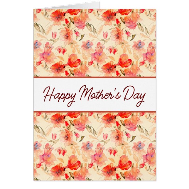 Hermosa tarjeta del día de la madre de patrón flor (Frente)