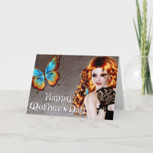 Hermosa tarjeta del día de la madre de pelirrojo y