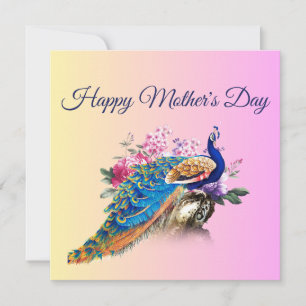 Hermosa tarjeta del día de la madre del pavo real