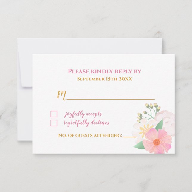 Hermosa tarjeta Floral Ballerina Baby Shower RSVP (Anverso)
