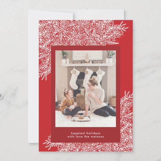 Hermosa tarjeta fotográfica de Navidades dibujados (Anverso)