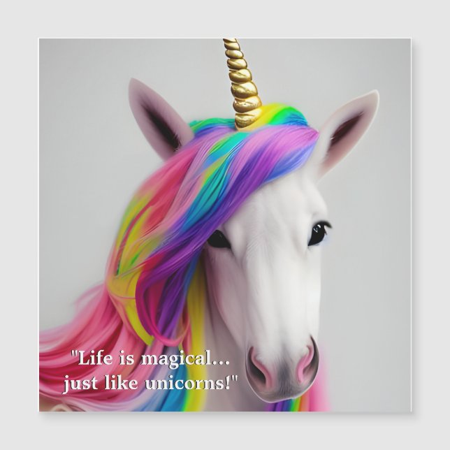 Hermosa tarjeta magnética de citas de unicornio co (Anverso)