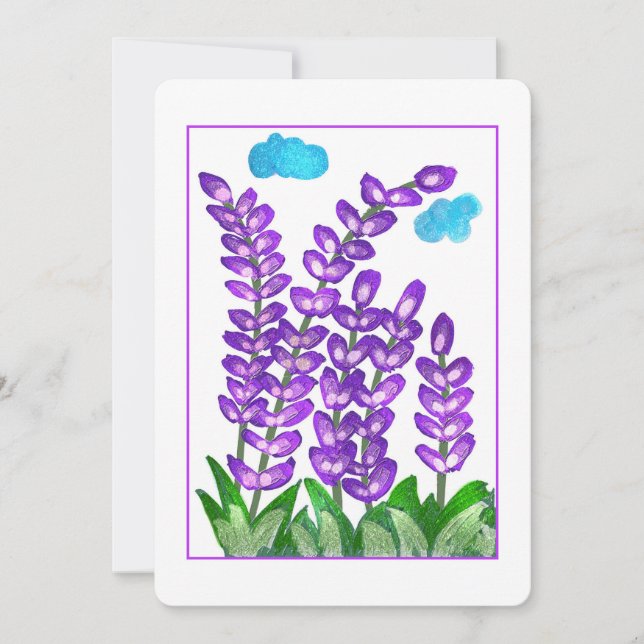 Hermosa tarjeta morada floral (Anverso)