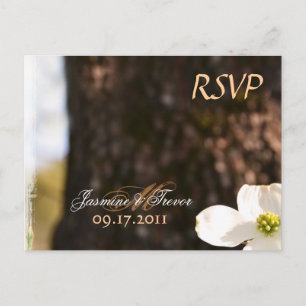 Hermosa tarjeta postal cristiana Dogwood RSVP con 