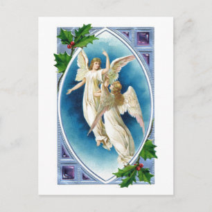 Hermosa tarjeta postal de ángeles y Navidades holl