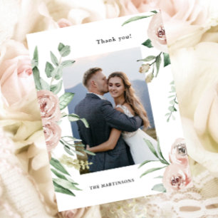 Hermosa tarjeta postal de boda con foto floral de 
