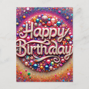 Hermosa tarjeta postal de cumpleaños de diseño úni