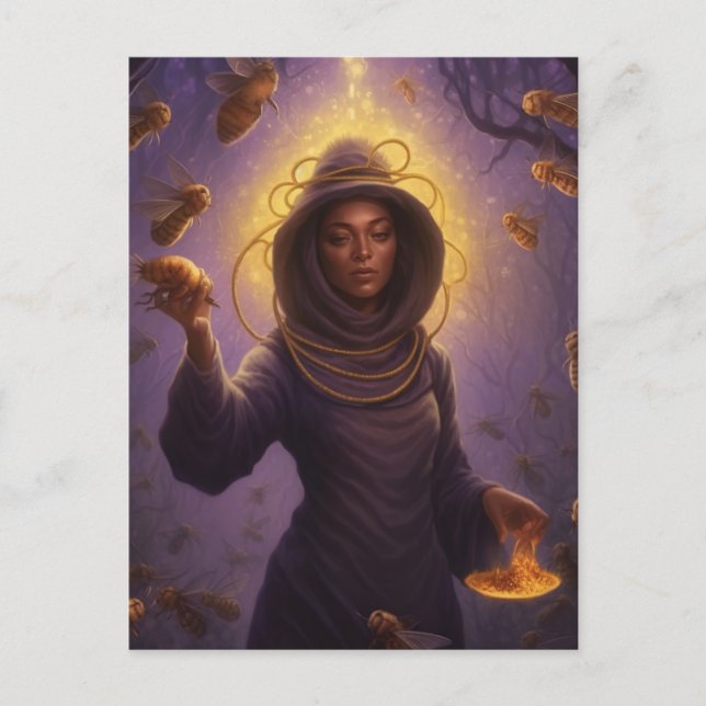 Hermosa tarjeta postal protectora de abejas (Anverso)