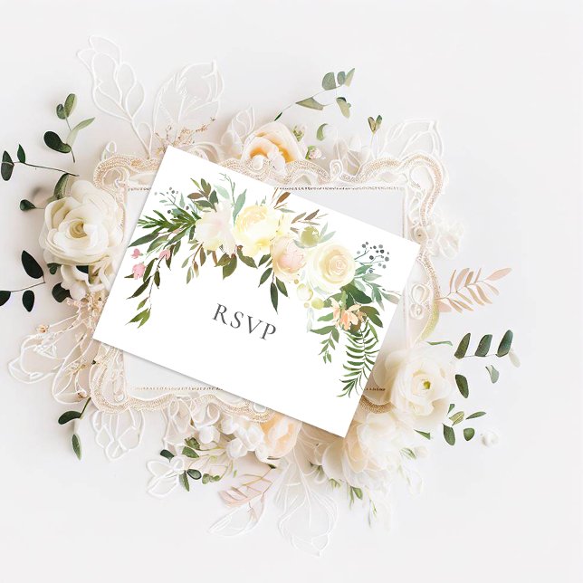 Hermosa tarjeta postal RSVP de boda floral de rosa (Subido por el creador)