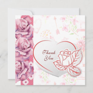 Hermosa tarjeta rosa de agradecimiento a scrapbook