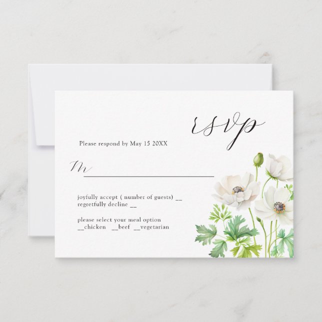 Hermosa tarjeta RSVP de diseño de Boda refinado de (Anverso)
