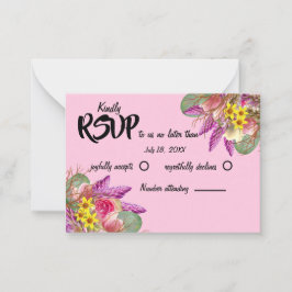 Hermosa tarjeta RSVP rosa del jardín floral botáni