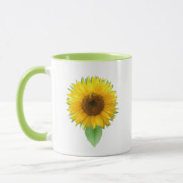 Hermosa taza con girasol y texto de alegría