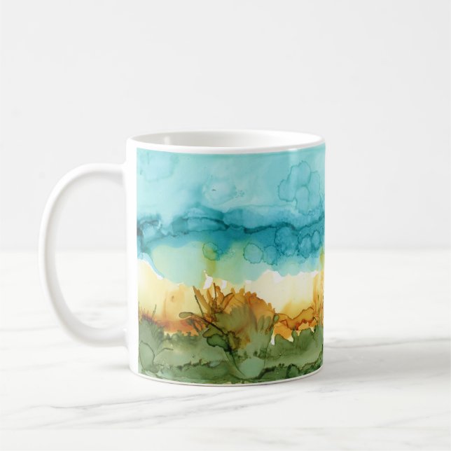 Hermosa taza de café con tinta de alcohol (Izquierda)