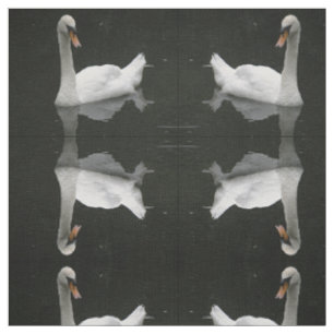 Hermosa tela animal con estampado en cisne blanco