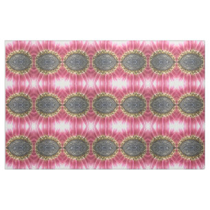 Hermosa tela con motivos florales de girasol rosad