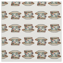 Hermosa tela vintage de teacups