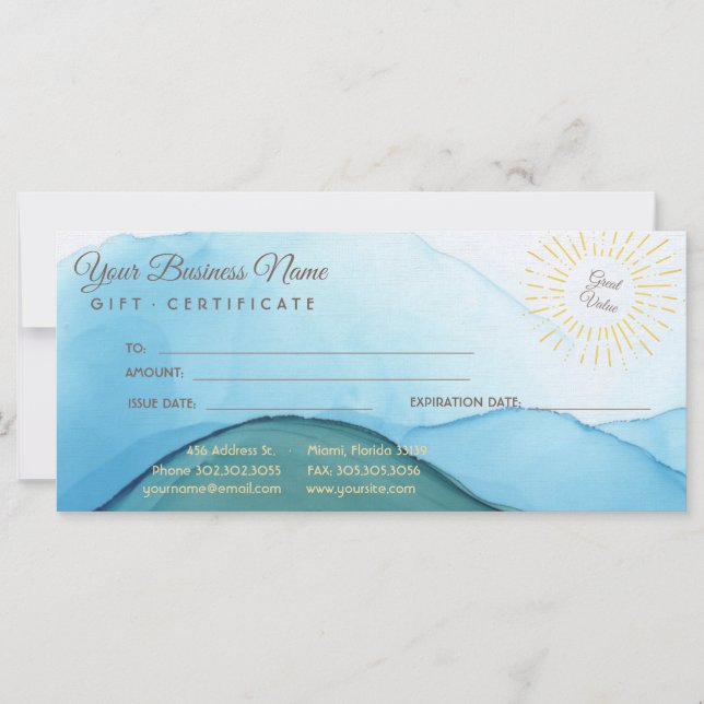 Hermosa tinta de acuarela azul abstracta (Anverso)