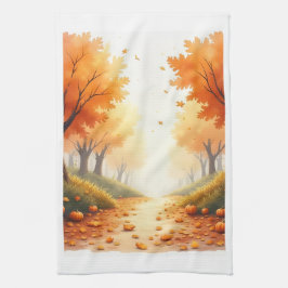 Hermosa toalla de cocina con escena de otoño
