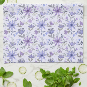 Hermosa toalla de cocina con flores de mano