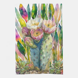 Hermosa toalla de cocina de cactus suculentos del 